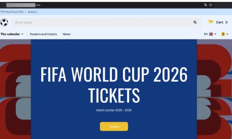 Un exemple de site pishing offrant d'acquérir des billets pour la Coupe du monde Fifa 2026.